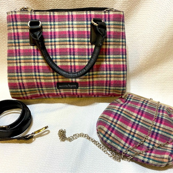 Nanette Lepore Handbags - 2 piece set Nanette LePore Satchel and crossbody purse Pink Buffalo Check